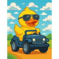 Набір з алмазною мозаїкою (ВИБІРКОВОЮ) КАЧКА НА МАШИНІ 15x20см Ідейка AMV1207