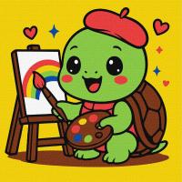 Набір для розпису по номерах для дітей Черепашка художник 25х25см Ідейка KHO1296