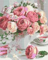 Алмазна мозаїка Рожеві півонії у вазі 40х50 см Origami OD3069