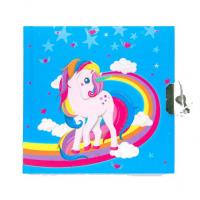 Блокнот на замочці Єдиноріг з веселкою, блакитний Malevaro 482006-U