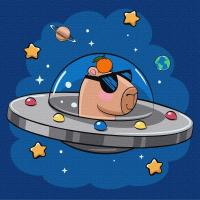 Картина за номерами - Капібара в космічній тарілці, 30х30см Ideyka KHO1292