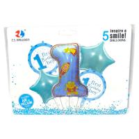 Кульки фольговані набір First birthday-Boy 5шт.=1шт*80см+4шт*45см Z.Y. BALLON 36129