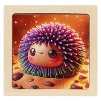 Дитячий дерев'яний пазл-вкладиш "Морський їжак" MD 1509-2, 6 елементів 9,8 х 9,8 х 0,4 см