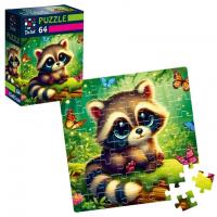 Пазли De.tail. Єнот з метеликами 64 деталі Vladi Toys DT1234-12