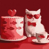 Картина за номерами Кіт з тортом 30х30 см Ідейка KHO6722