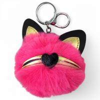 Брелок хутряний Пухнастик-котик, полуничний MIC BR1523