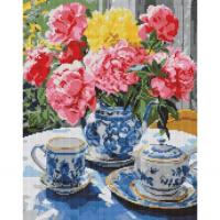 Алмазна мозаїка Чаювання на веранді 40х50см Ідейка AMO7968