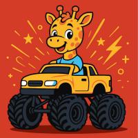 Набір для розпису по номерах ЖИРАФ НА МАШИНІ 25Х25 Ідейка KHO1305