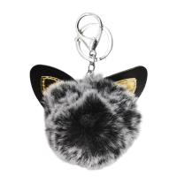 Брелок хутряний Пухнастик-котик, чорний MIC BR1523