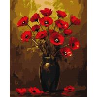 Картина за номерами "Букет маків" ©art_selena_ua KHO3328 з фарбами металік 40х50 см