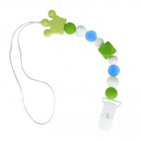 Силіконова ланцюжок для пустушки Корона, салатова Mega Zayka №0511