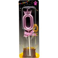 Свічка-цифра 0 з короною (ФІОЛЕТОВИЙ) 14 см MIC JY-1064/TY-S1