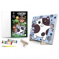 Картина по номерах Котячі обіймашки (25х25 см) з деревʼяною підставкою qbee QB900-074