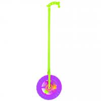 Каталка Колесо, з тріскачкою і брязкальцем на паличці (МАЛИНОВЕ) MIC 909-1