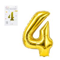 Кулька-цифра фольгована №4 NB-№4, 97867, 40 см, золото