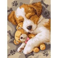 Картина по номерах Сплячий джек-рассел 30х40 см Ідейка KHO6628