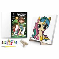 Картина по номерах на підставці Веселкова єдиноріжка (25х25 см) qbee QB900-012