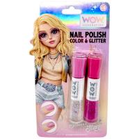 Лак для нігтів пастель+глітер, 2шт РОЖЕВИЙ MIC WOW00013