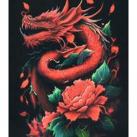 Алмазна мозаїка Дракон у червоному полумʼї 40х50 см Strateg SK88215