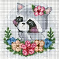 Алмазна мозаїка без підрамника Квітковий єнот 30х30 см Ідейка AMC7729