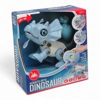 Конструктор з викруткою Динозавр: Трицератопс, світло, звук DINOSAURS'ISLAND TOYS RS019C/RS019B/RS019F/RS01