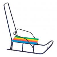 Сани Класік круглі полозья, з ручкою (сині) MIC 23620