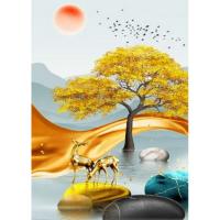 Алмазна мозаїка, на рейках Золоті олені 30х40 см Strateg JSDF82144