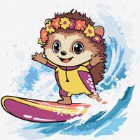 Картина по номерах Літо. Їжак ловить хвилю 25х25 см Ідейка KHO1255