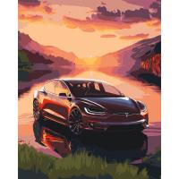 Картина по номерах Авто Тесла 40х50 см Origami LW3323