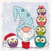 Розпис на полотні "Гномік із совами" Art Craft 15556-AC 30х30 см