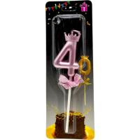 Свічка-цифра 4 з короною (ФІОЛЕТОВИЙ) 14 см MIC JY-1064/TY-S1