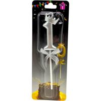 Свічка-цифра 1 з короною (СРІБЛО) 14 см MIC JY-1064/TY-S1