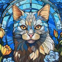 Алмазна мозаїка (не повна викладка) Сяйво білої кішки 30х30 см Strateg DEEX16298