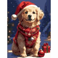 Картина по номерах Новорічний пес 30х40 см Strateg SS1234
