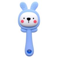 Силіконовий прорізувач-брязкальце Зайчик (СИНІЙ) Mega Zayka №0427