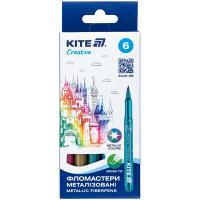 Фломастери-пензлики, набір 6шт, Kite Creative металізовані Kite K-1149