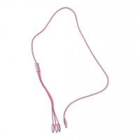 Кабель тканинний 3 в 1, MicroUSB, Type-C та Lightning (рожевий) MIC MBS142