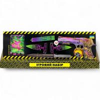 Ігровий набір BIG BOX Orochi, деревʼяний - резинкостріл, ножі, рукавички, брелок Сувенир-Декор BB-Oro