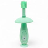 Силіконова зубна щітка з обмежувачем, мʼятна Mega Zayka №0716