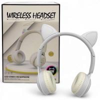 Навушники бездротові, підсвічування, Bluetooth, (БІЛІ) MIC C64887