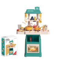 Кухня дитяча Spray Kitchen з посудом, на батарейках, музична, світло, пара, тече вода, 47 елементів (бірюзова) Beibe Good 889-263/264