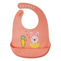 Слинявчик силіконовий Зайка, персиковий MIC №0611