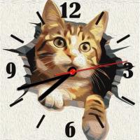 Картина за номерами (годинник) Кіт 30х30 см Art Story ASG047