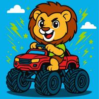 Набір для розпису по номерах ЛЕВ НА МАШИНІ 25Х25 Ідейка KHO1307