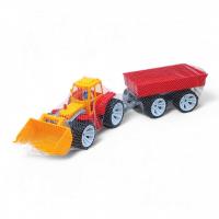 Трактор з причепом та ковшем, 70 см (червоно-жовтий) Bamsic 007/10