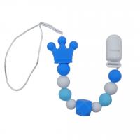 Силіконова ланцюжок для пустушки Корона, блакитна Mega Zayka №0511