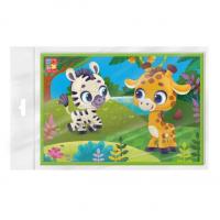 Гра розвиваюча мʼякі пазли А5. Зебра та жираф. Vladi Toys VT1104-21