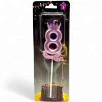 Свічка-цифра 8 з короною (Фіолетова) планшет MIC JY1064/TYS1