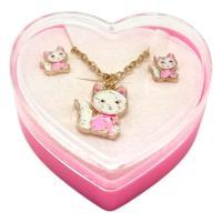 Дитячий набір прикрас: кулон+сережки (З світло рожевою кицею) MIC 4358-A/15