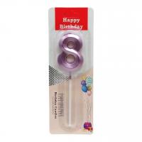 Свічка для торта Цифра 8 металік, фіолетова MIC TL-1056-8